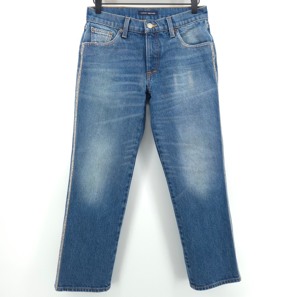 Lucky Brand Authentic Straight Women Jeans 0/25 Blue Side Stripe Denim - Picture 1 of 13